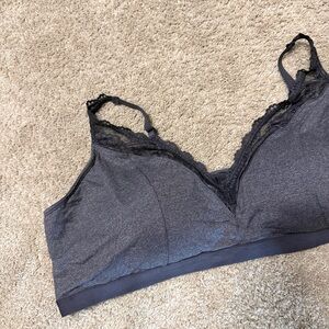 Torrid Curve Deep-V Micro Pad Lace-Trim Wireless Bralette Gray NWT 6